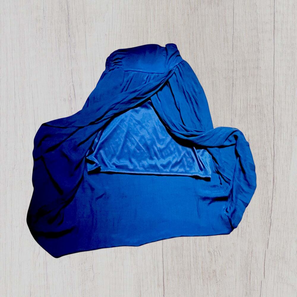 Nwt Blue High Low Overlapping Center Split Wide W… - image 6